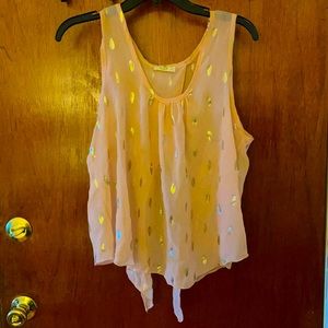 Pink Metallic Polka Dot Sleeveless Blouse